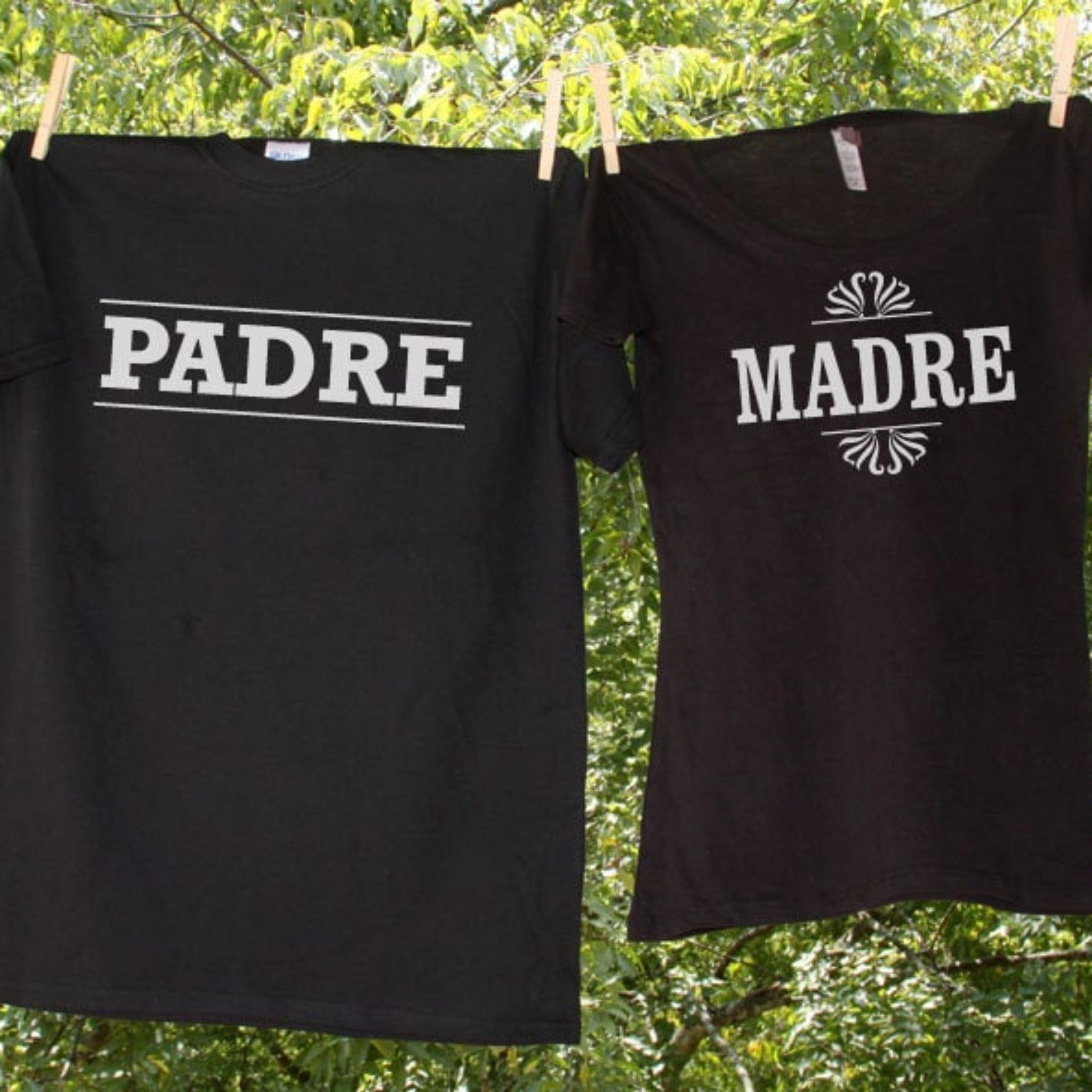 Madre Padre Mexican Fiesta or Gender Reveal Party Shirts - Set of 2