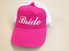 Bride Trucker Hat (Black hat w/ Pink thread) / Bride Hat / Bride Basecall Cap
