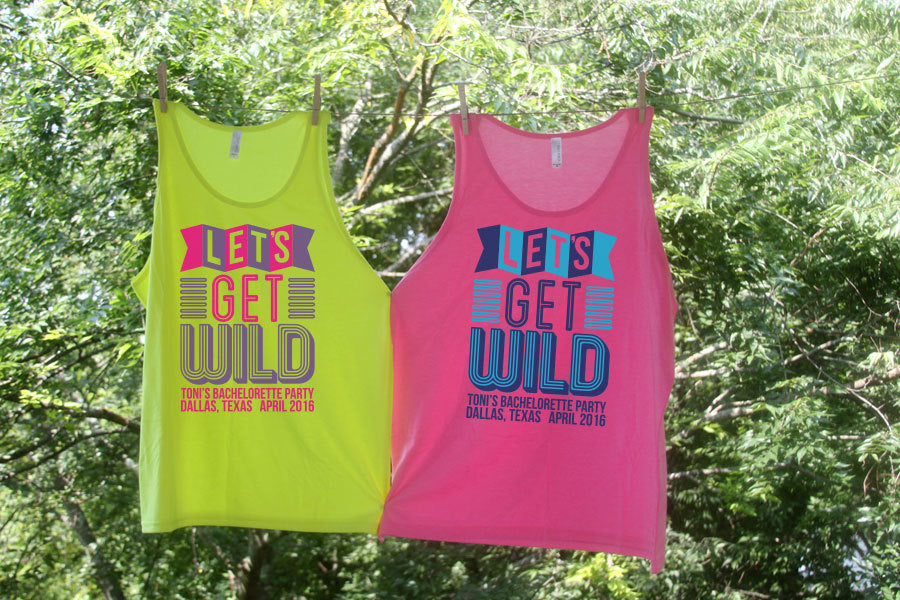 Let's Get Wild Bachelorette Party Shirt or Bachelor Party Shirts - Group Sets, Neon Beach Tanks, Beach Bachelor, Beach Bachelorette