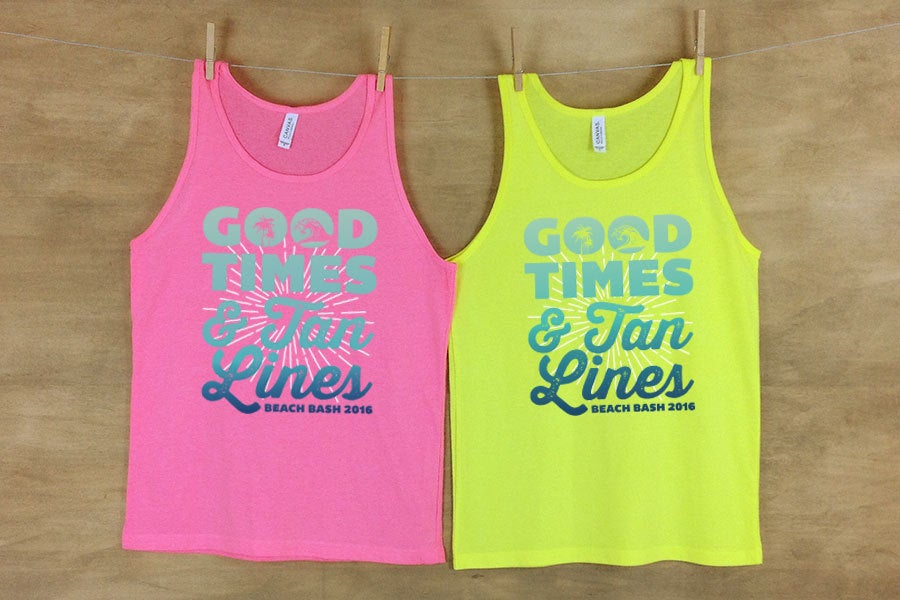 Good Times and Tan Lines Personalized Bachelorette Beach Tanks - Sets