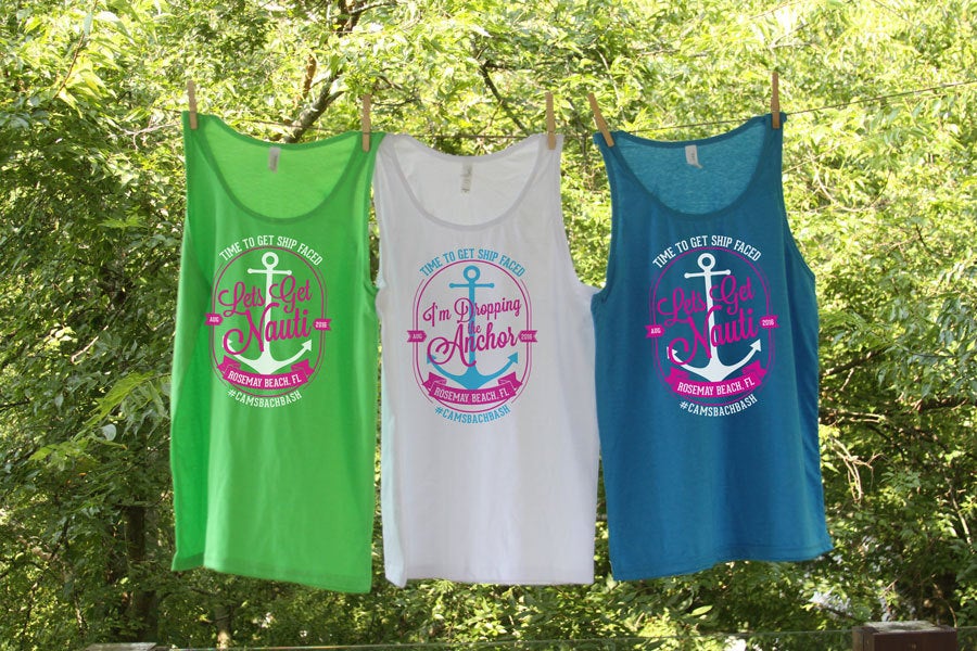 Let's Get Nauti-Ship faced-Nautical Bachelorette Party Beach Cover Up Tank Sets-Girls Weekend-Matching Shirts-Anchor Bride Shirt